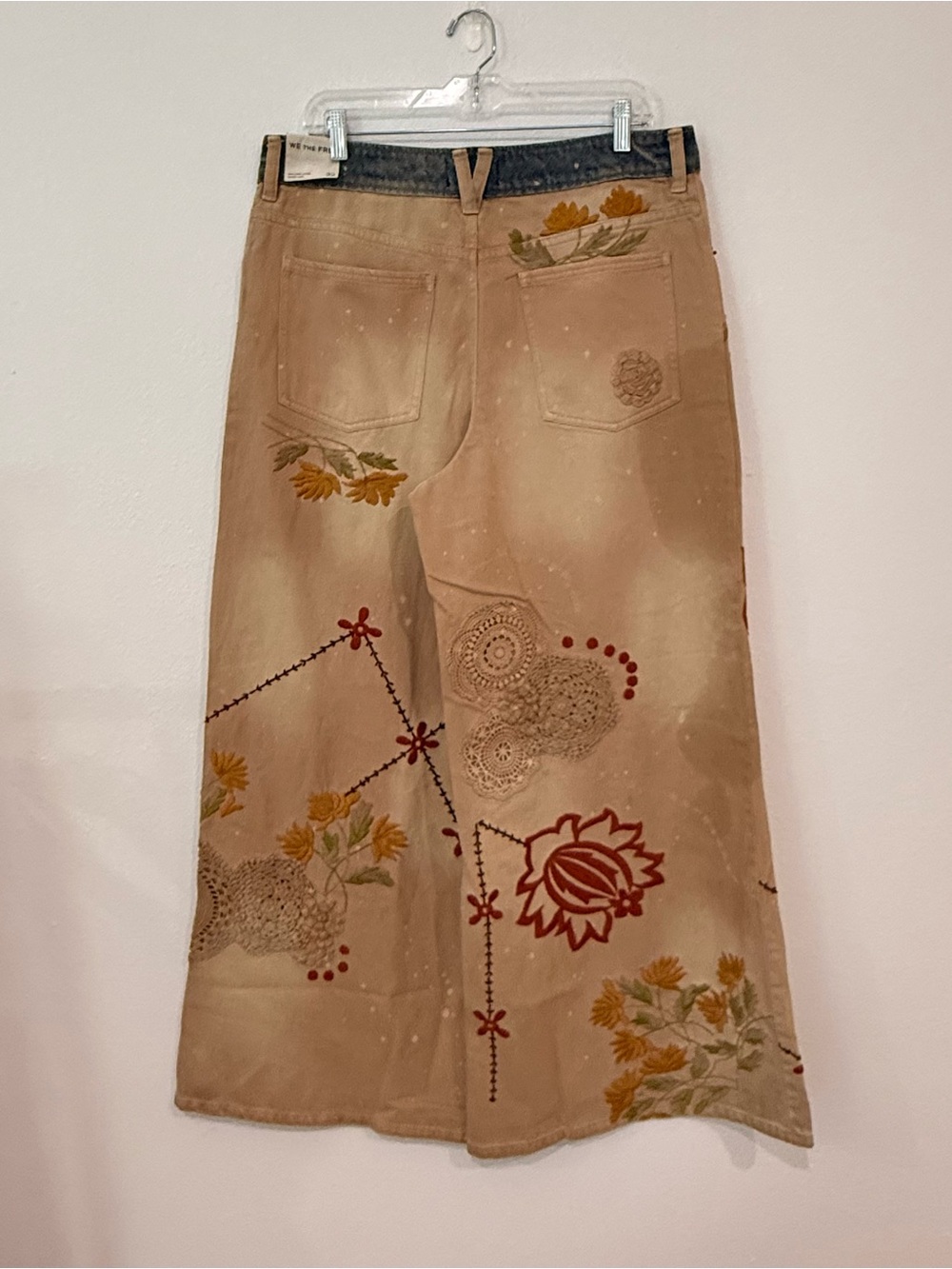 NWT Free People We the Free Falling Love Wide-Leg Jeans Morning Star Cream 32 - Picture 11 of 16